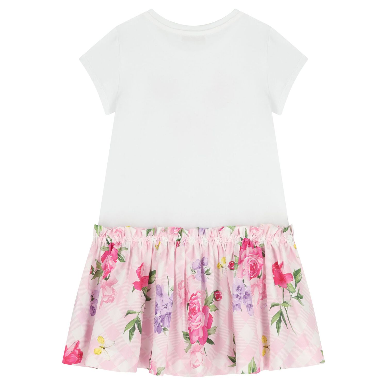 Girls White & Pink Floral Dress, 1, hi-res