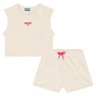 Girls Ivory Logo Shorts Set, 1, hi-res