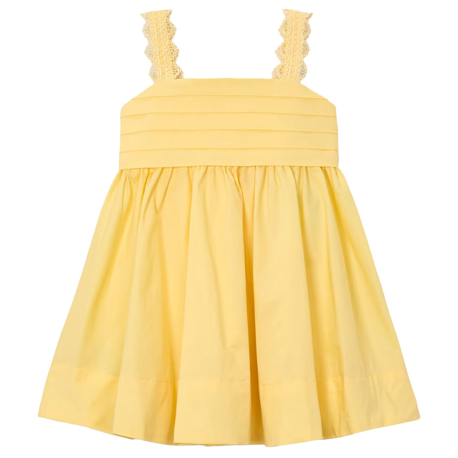 Girls Yellow Pleated Satin Dress, 3, hi-res