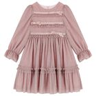 Girls Pink Glittery Plisse Dress, 1, hi-res