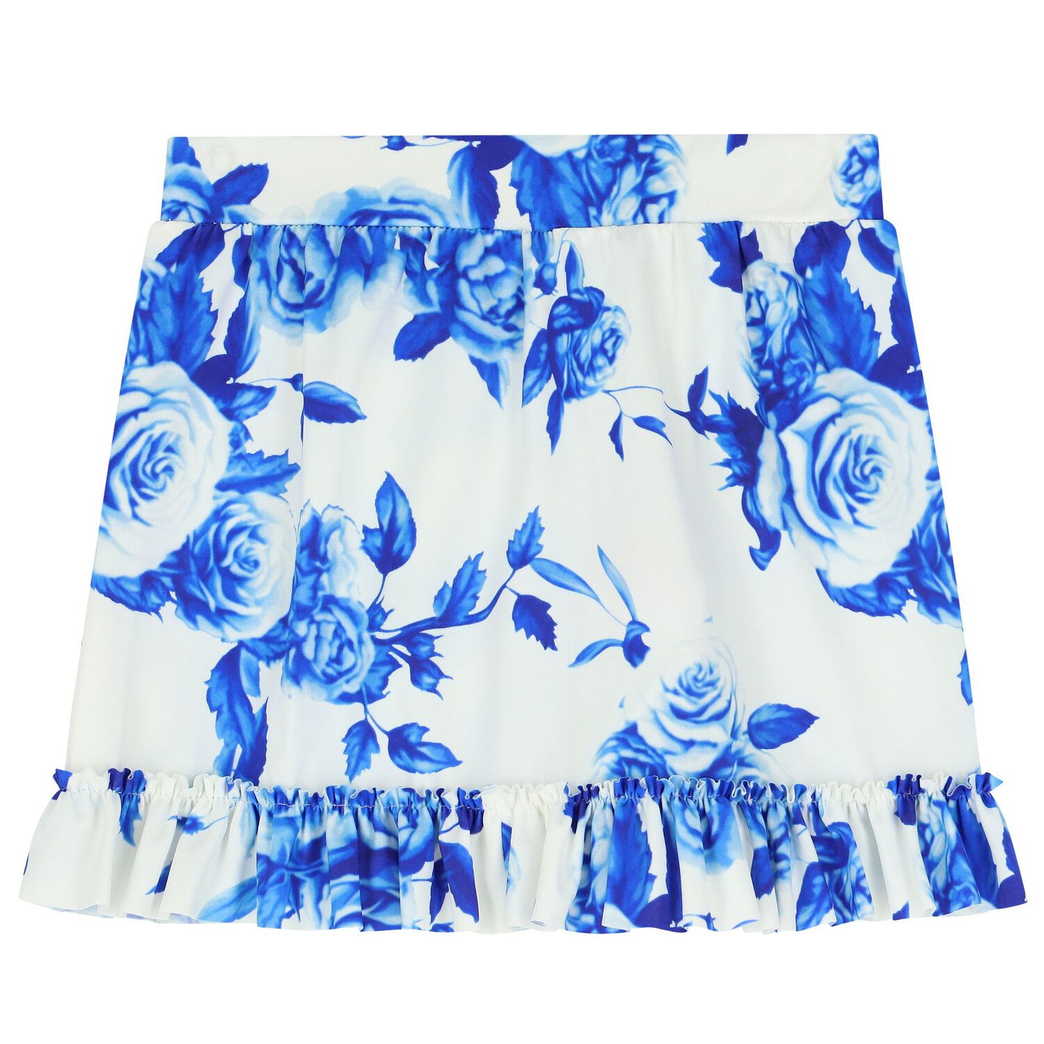 Girls White & Blue Floral Skirt, 1, hi-res