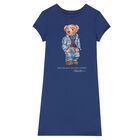 Girls Navy Bear Dress, 1, hi-res