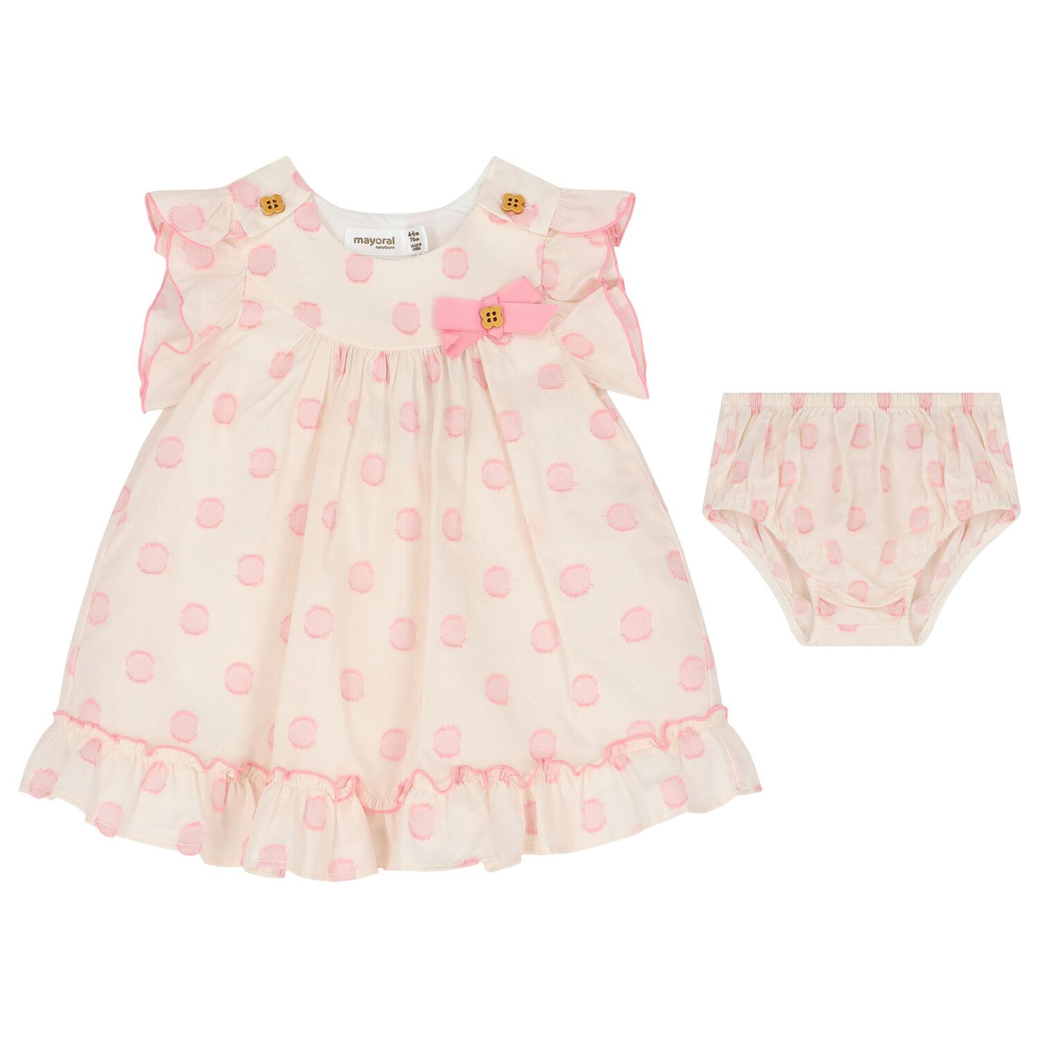 Baby Girls Ivory & Pink Dress Set, 1, hi-res