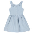 Girls Blue & White Striped Dress, 1, hi-res