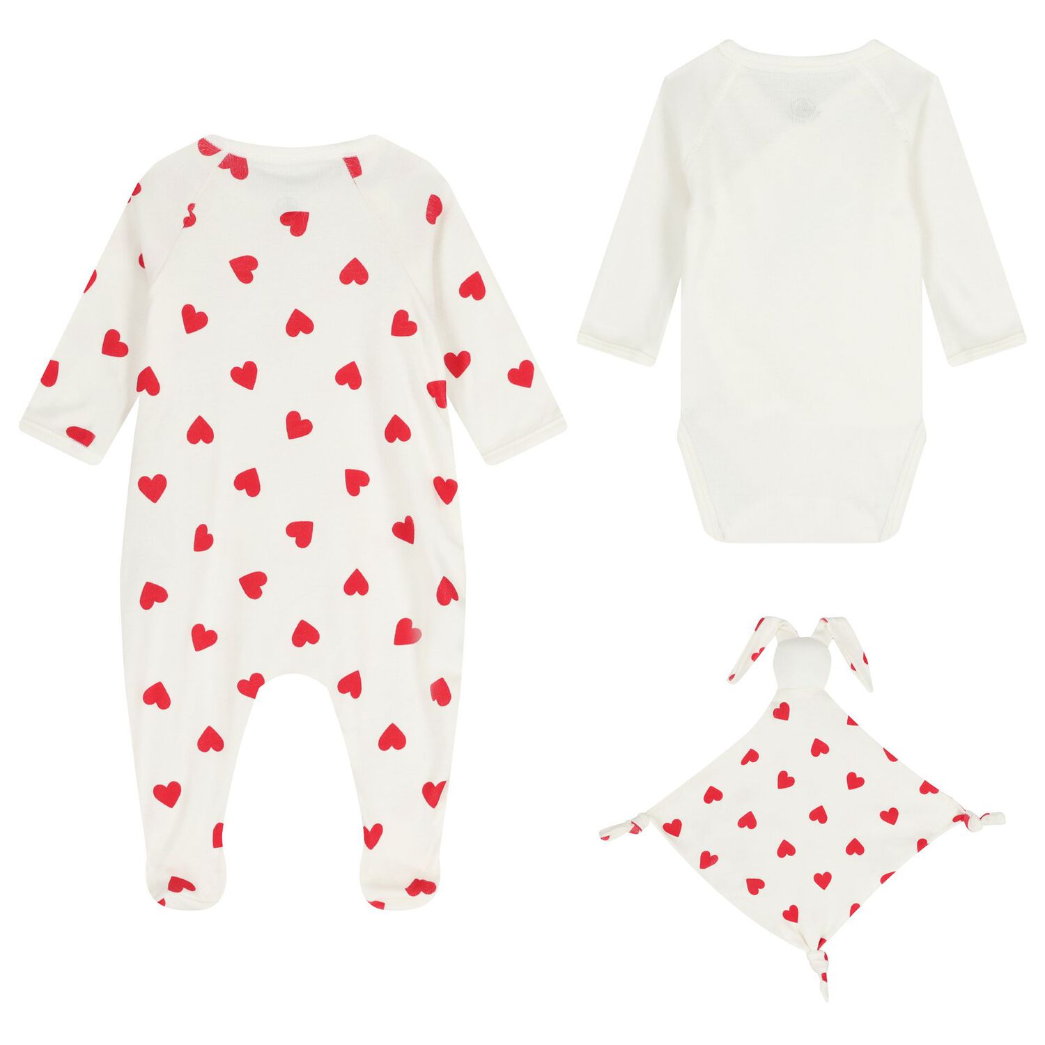 Baby Girls Ivory & Red Heart Babygrow Gift Set, 2, hi-res