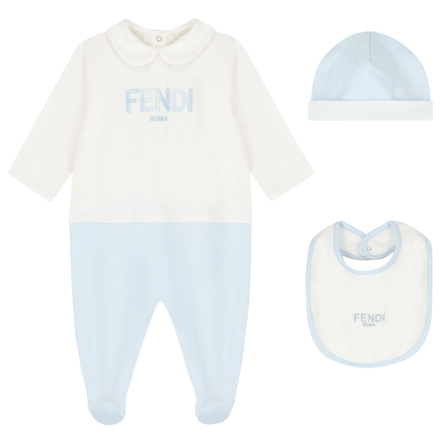 Baby Boys White & Blue Logo Babygrow Gift Set, 2, hi-res