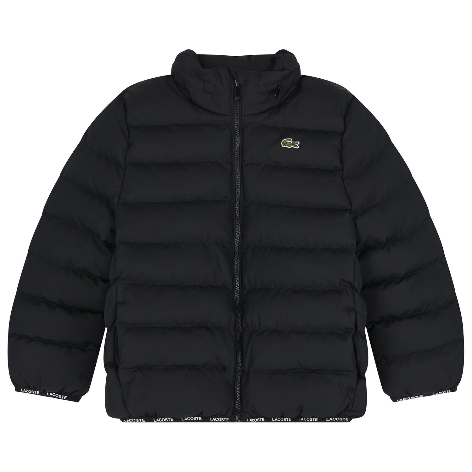 Boys Black Logo Puffer Jacket, 1, hi-res