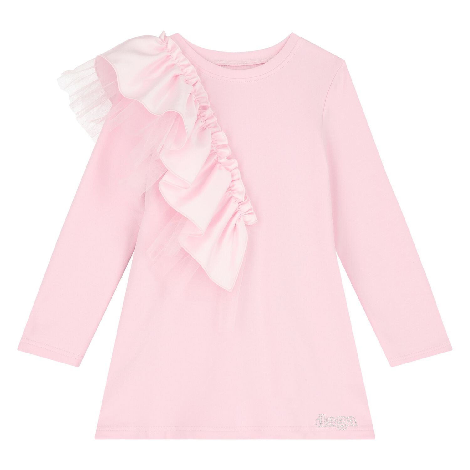 Girls Pink Logo Ruffled Dress, 1, hi-res image number null