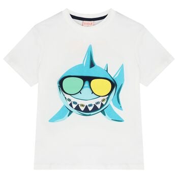 Boys White Shark T-Shirt