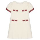 Girls Ivory Boucl&eacute; Dress, 1, hi-res