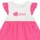 Baby Girls Pink and White Broderie Anglaise Dress, 1, hi-res