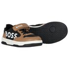 Boys Beige & Black Logo Trainers, 1, hi-res
