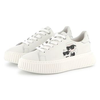 Girls White Ikonik Leather Trainers