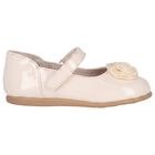 Younger Girls Beige Flower Shoes , 2, hi-res