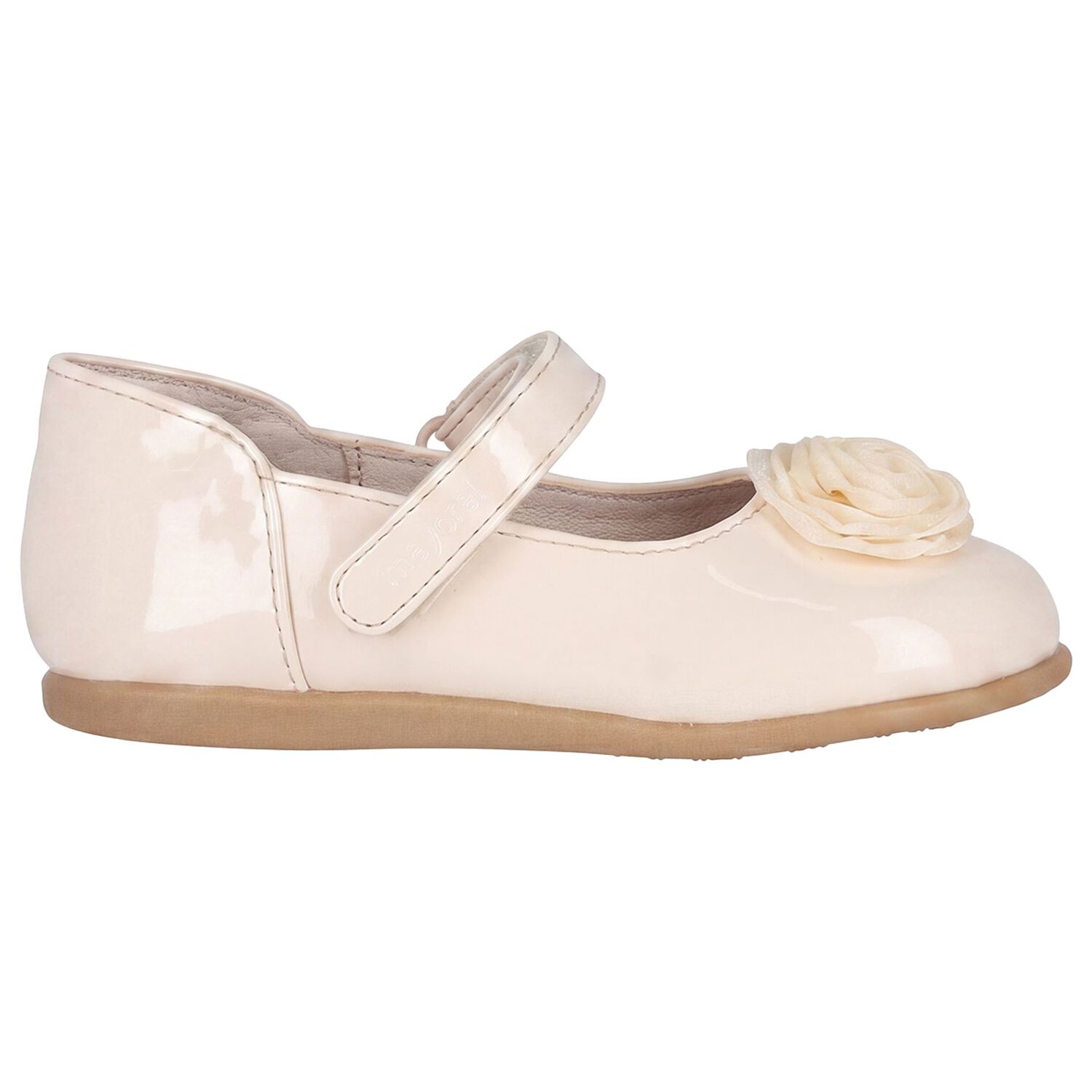 Younger Girls Beige Flower Shoes , 2, hi-res