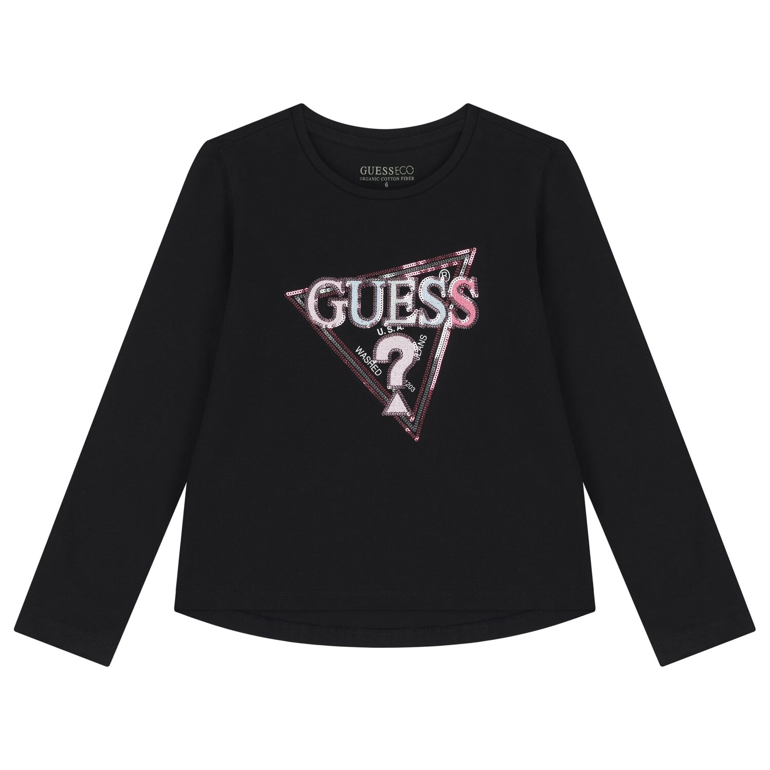 Girls Black Logo Long Sleeve Top, 4, hi-res image number null