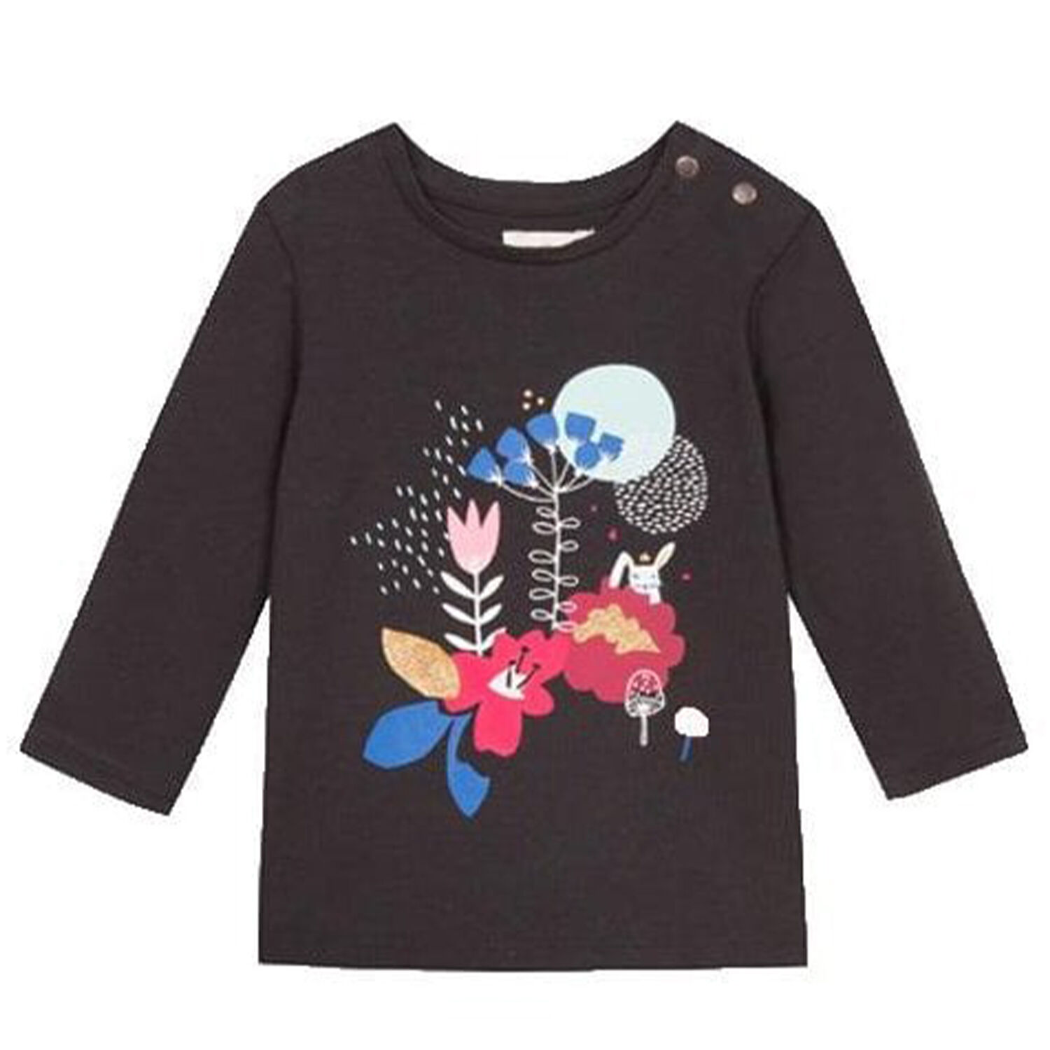 Girls Black Printed Top, 1, hi-res image number null