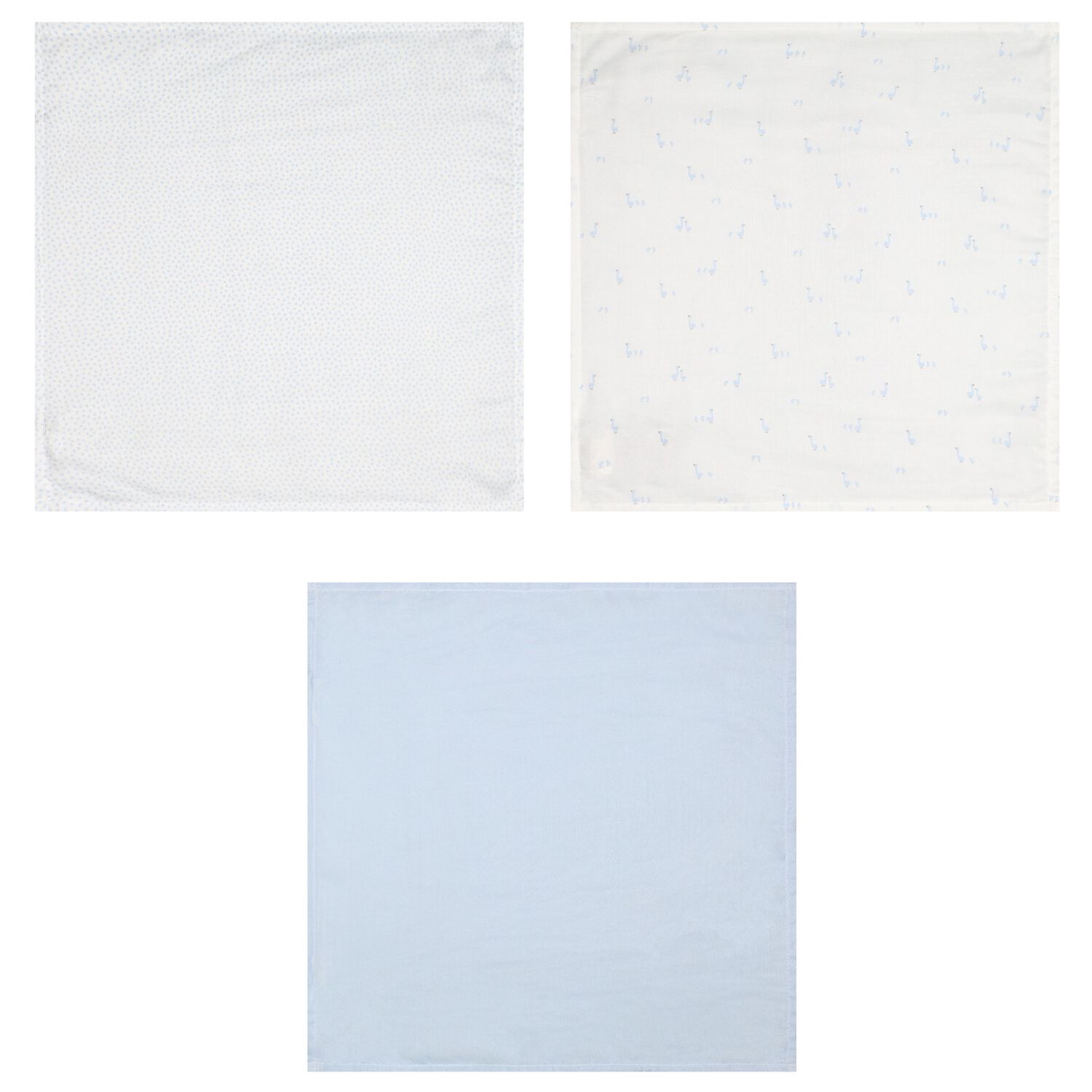 Baby Boys Ivory & Blue Muslin Swaddles ( 3-Pack ), 2, hi-res