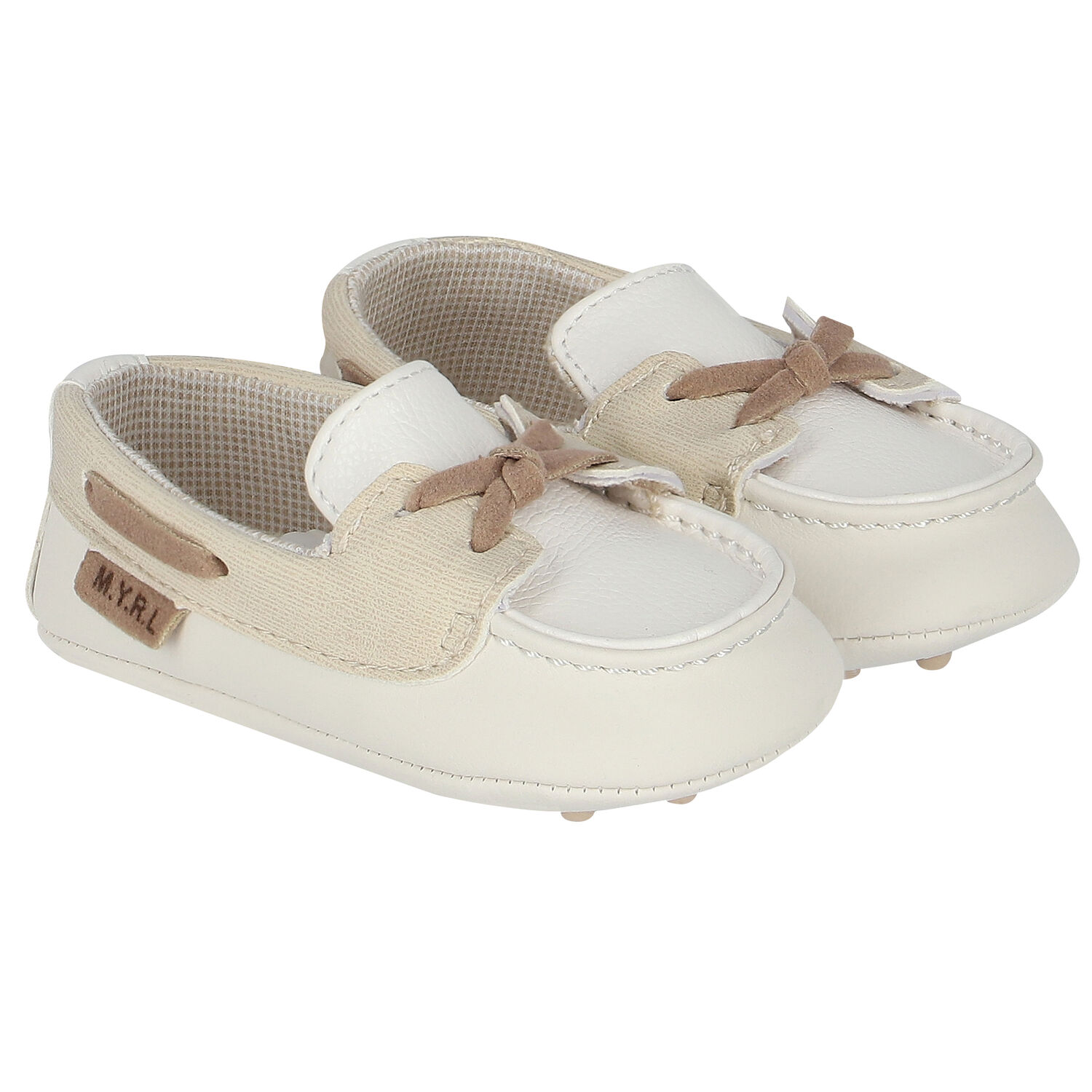 Baby Boys White & Ivory Moccasins, 1, hi-res