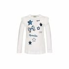 Girls Ivory & Blue Frill Top, 1, hi-res