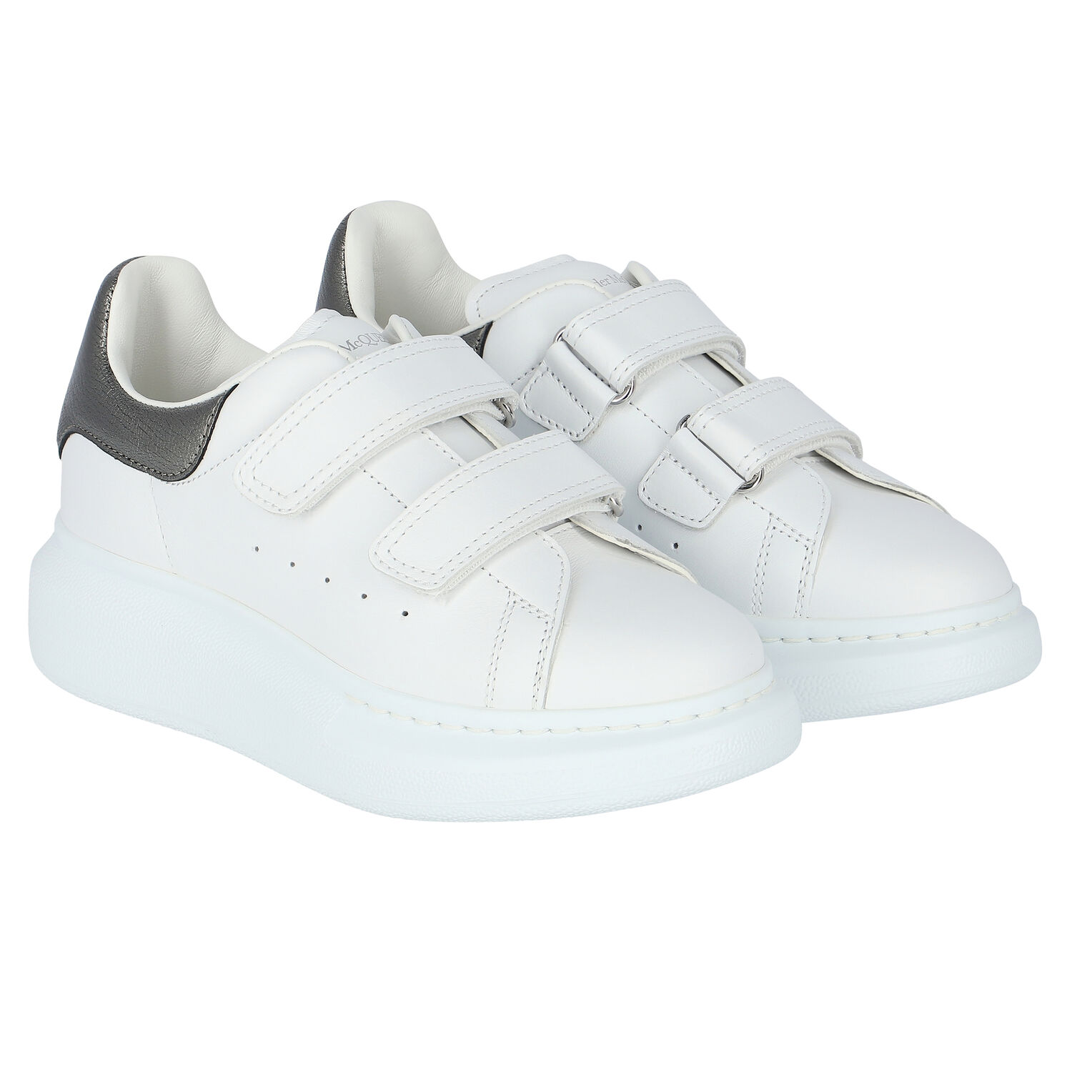 White & Silver Logo Trainers, 3, hi-res image number null
