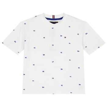 Boys White Logo Flag T-Shirt