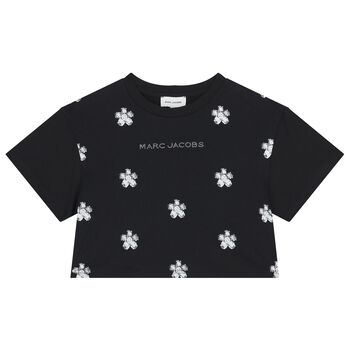 Girls Black Flower Logo T-Shirt