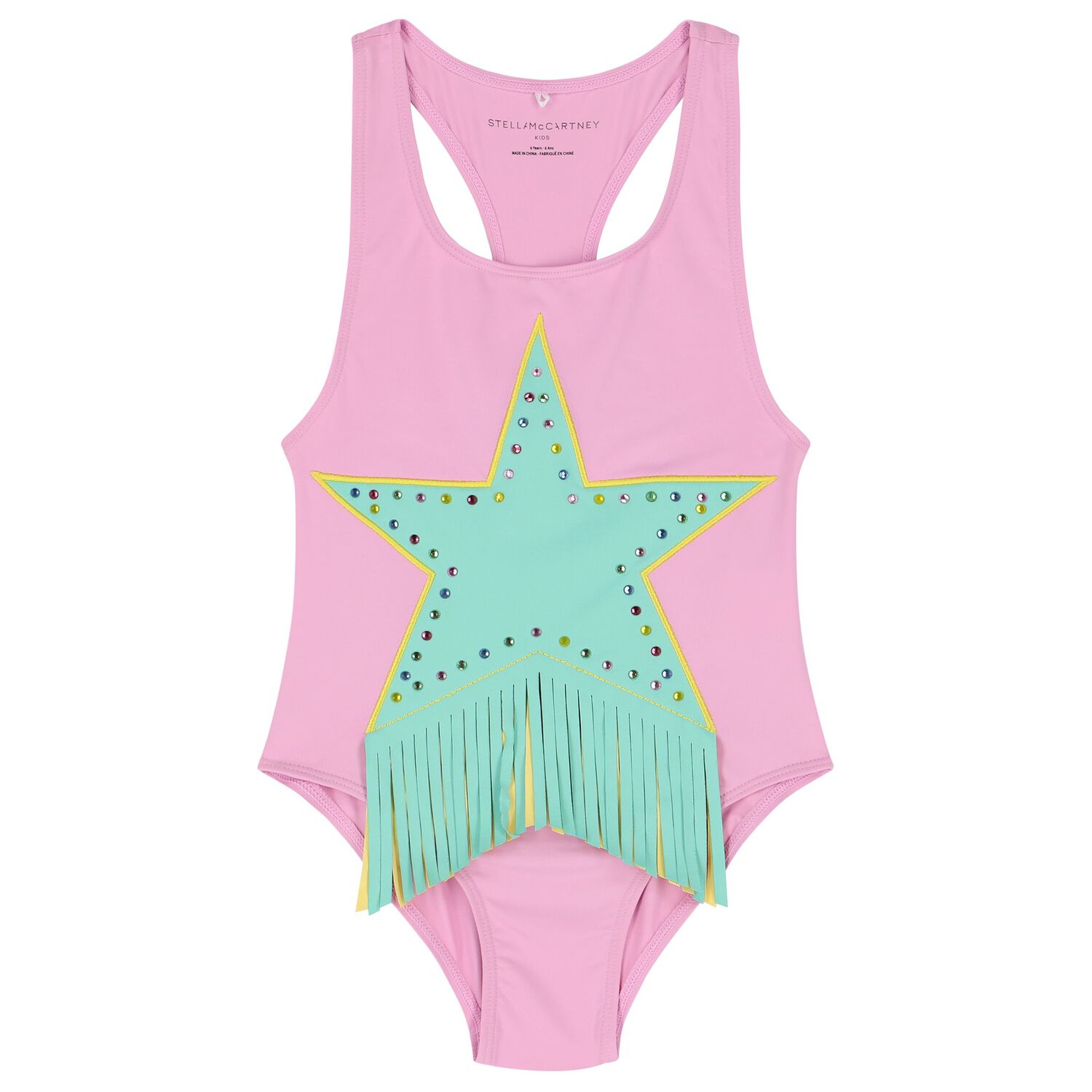 Girls Pink Star Swimsuit, 1, hi-res