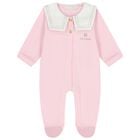Baby Girls White & Pink Logo Babygrow, 2, hi-res