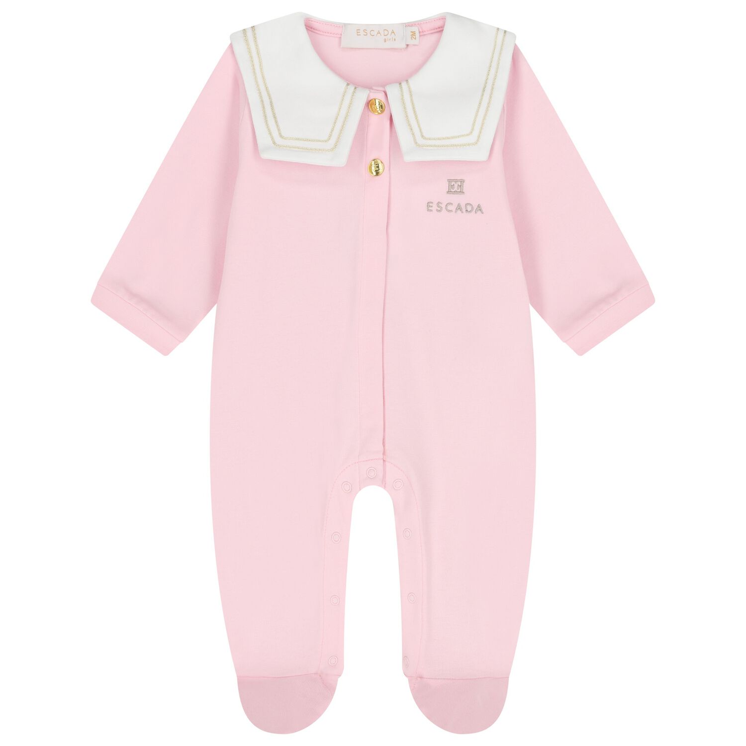 Baby Girls White & Pink Logo Babygrow, 2, hi-res