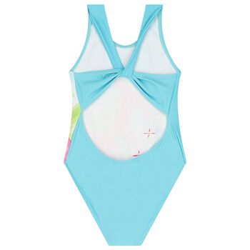Girls Blue Flamingos Swimsuit