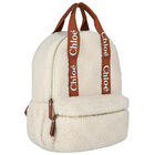 Girls Ivory Sherpa Logo Backpack, 1, hi-res