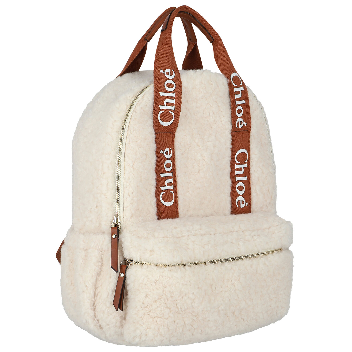 Girls Ivory Sherpa Logo Backpack, 1, hi-res