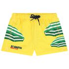 Boys Yellow Logo Swim Shorts, 1, hi-res