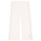 Girls Ivory Logo Trousers, 1, hi-res