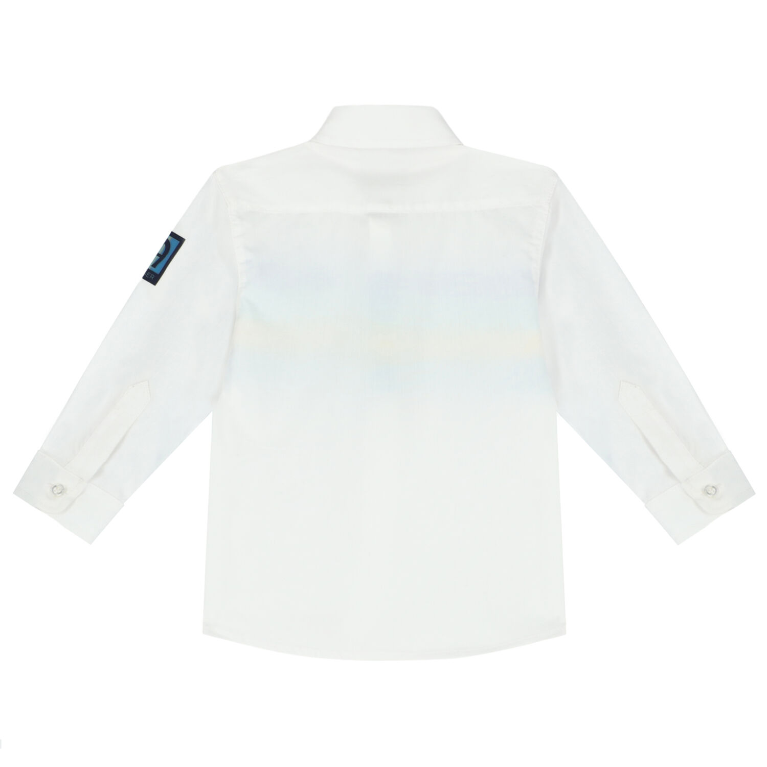 Younger Boys White Logo Striped Shirt, 1, hi-res