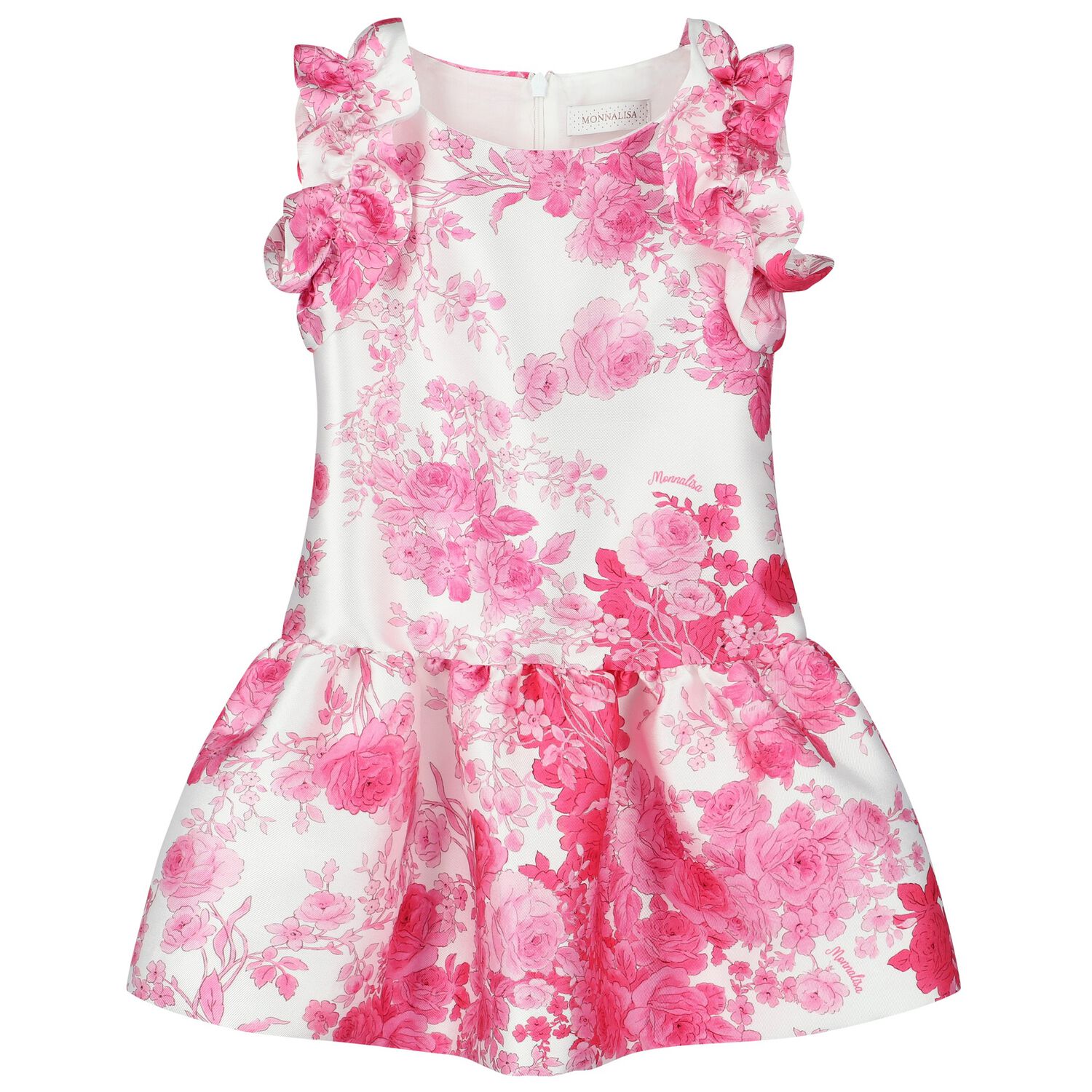 Girls White & Pink Floral Dress, 2, hi-res