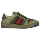 Green Web Striped Logo Trainers, 1, hi-res