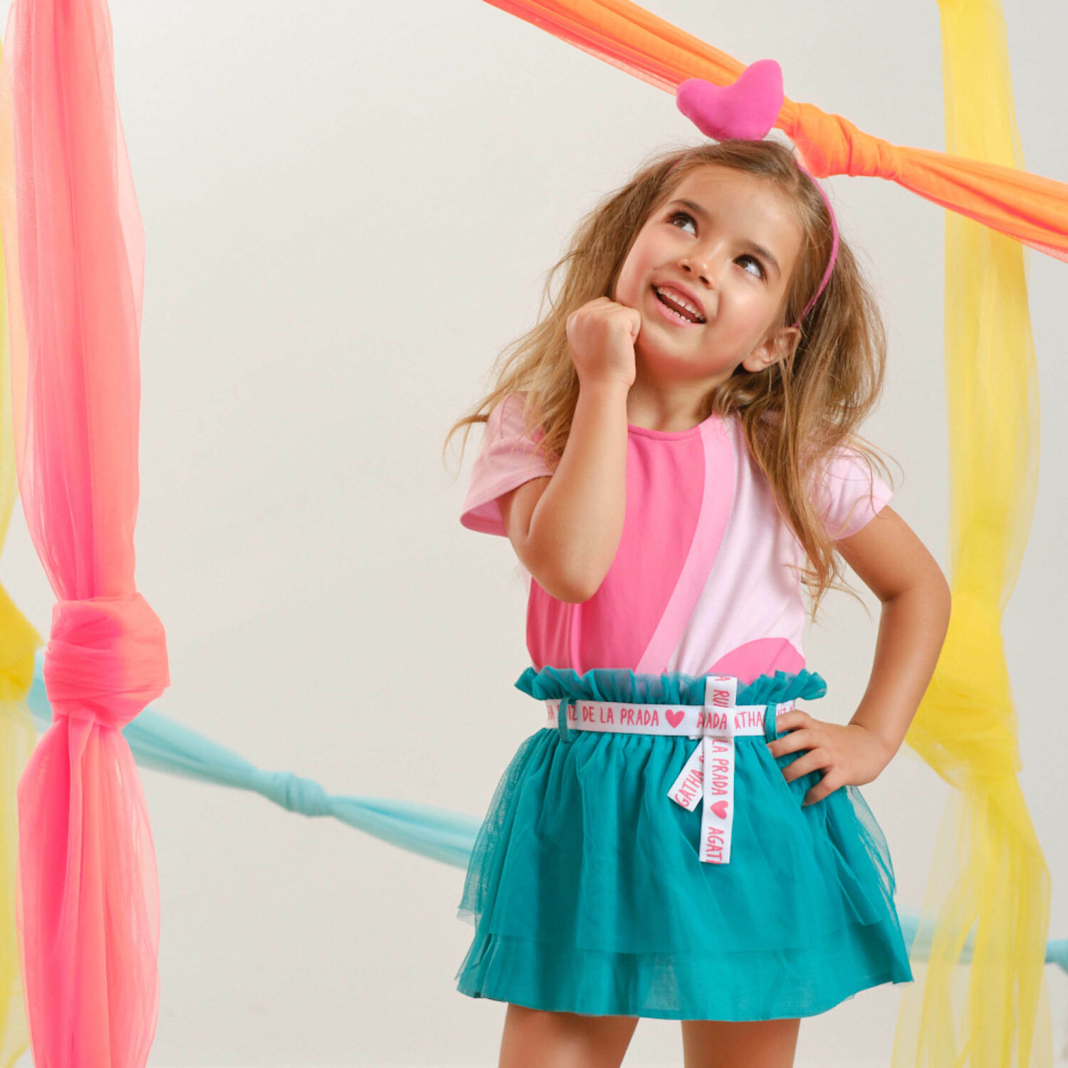 Girls Pink & Green Skirt Set, 1, hi-res