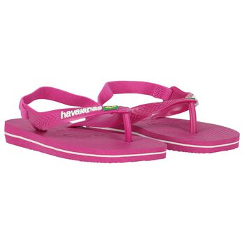 Girls Pink Logo Flip Flops