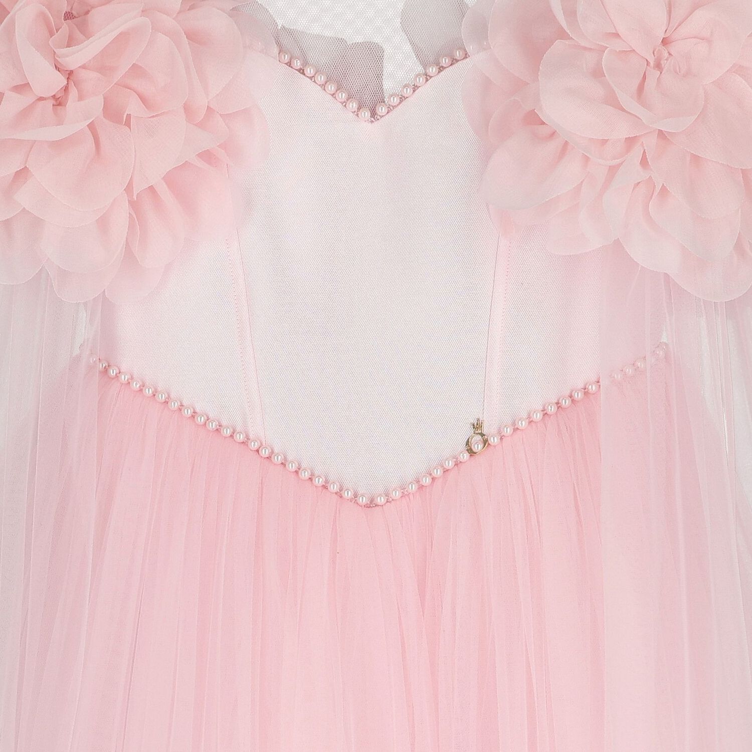 Girls Cendice Pink Organza Floral & Tulle Cape Dress, 2, hi-res