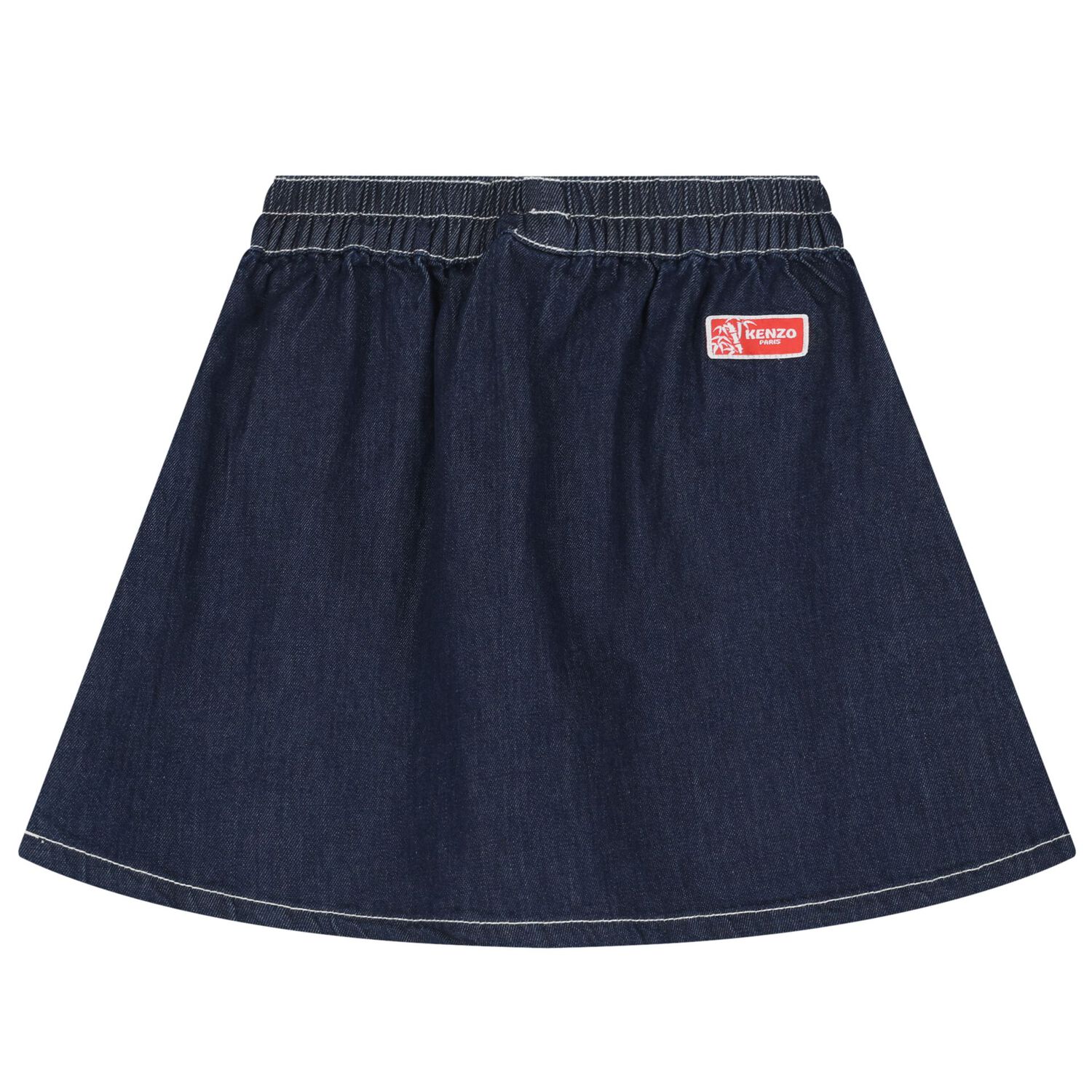 Girls Navy Blue Denim Logo Skirt, 1, hi-res