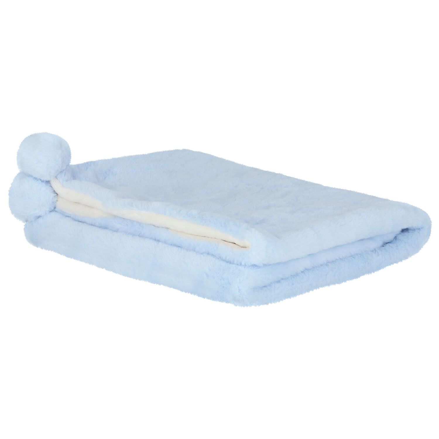 Blue & Ivory Faux Fur Baby Blanket, 3, hi-res