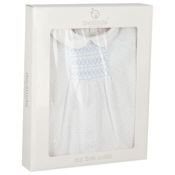 Baby Boys White Dot Babygrow