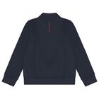 Boys Navy Blue Logo Zip Up Top, 1, hi-res