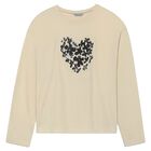 Girls Beige Embellished Long Sleeve Top, 1, hi-res
