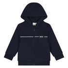 Baby Boys Navy Blue & White Logo Tracksuit Set, 2, hi-res