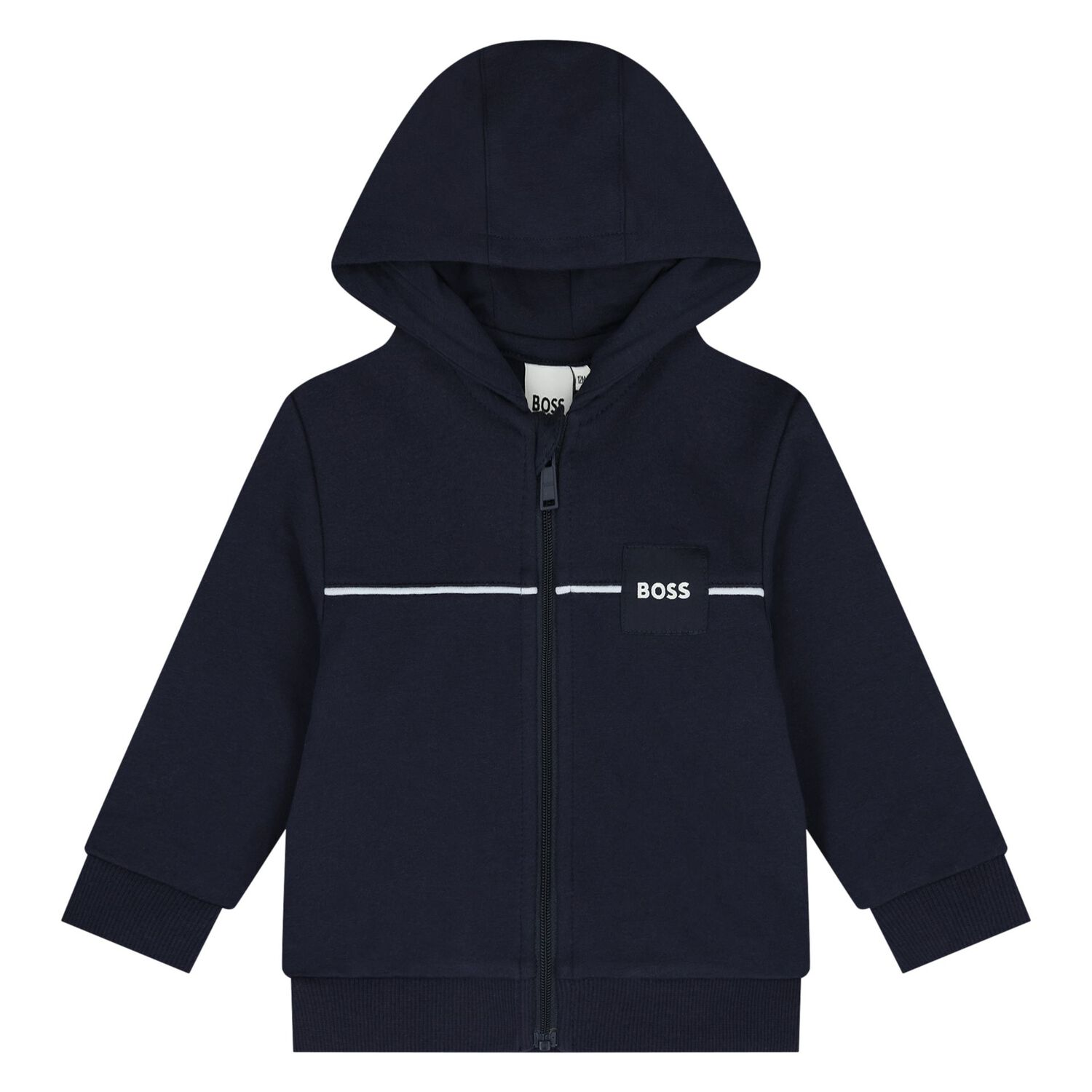 Baby Boys Navy Blue & White Logo Tracksuit Set, 2, hi-res