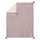 Baby Girls Purple & Ivory Pom Pom Blanket, 2, hi-res