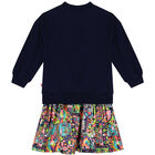 Girls Navy Blue Sweatshirt Dress, 1, hi-res